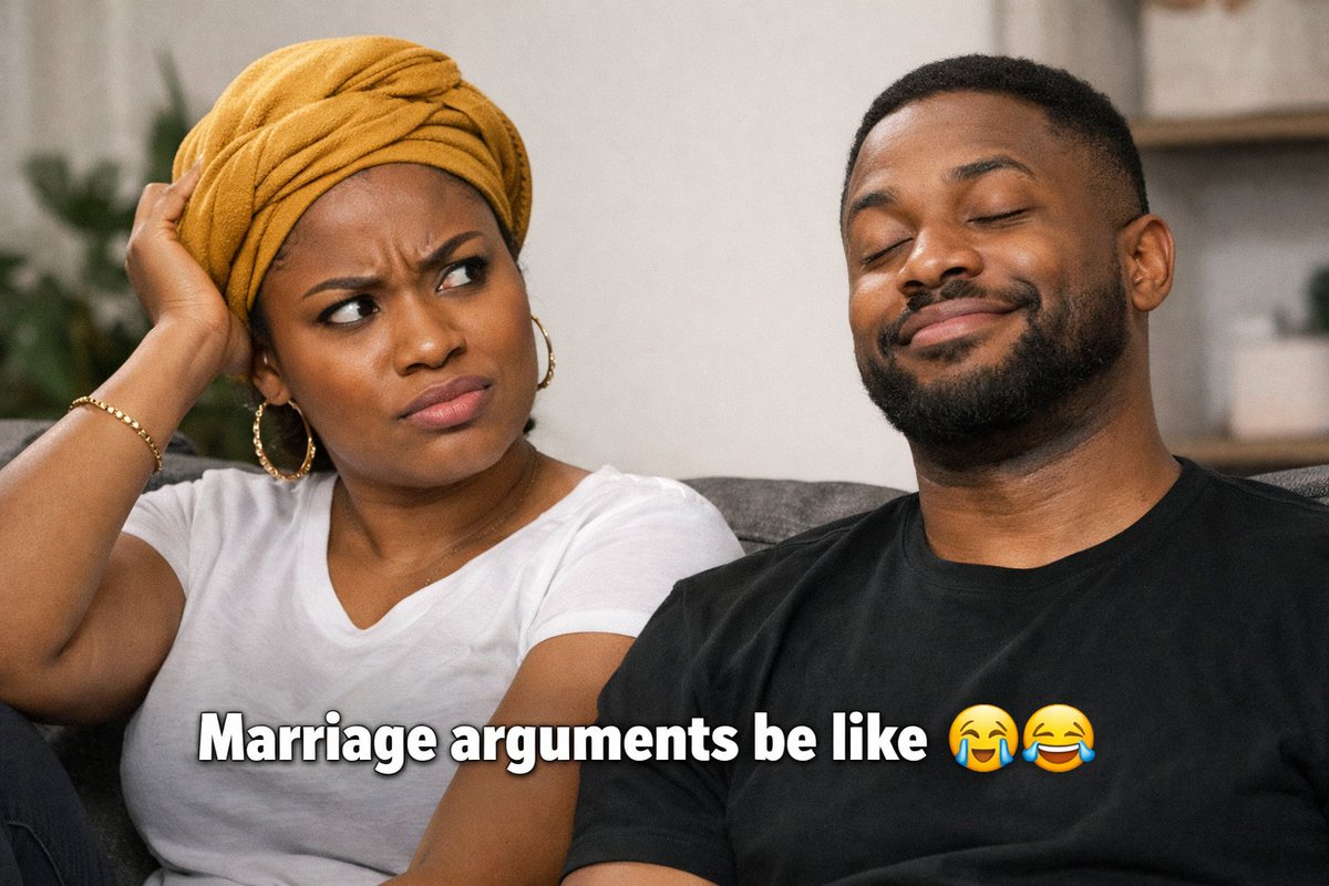 ati20002's tweet photo. Wife: Good morning to the gender wey betray Jesus 😌

Husband: Ah ah… na so?

Good morning to snake language interpreter 🤣

Good morning to Samson barber 🤣

Good morning to the one wey request John the Baptist head😂

This marriage don turn Bible quiz 😭😂

Men vs women… who dey win? 👇