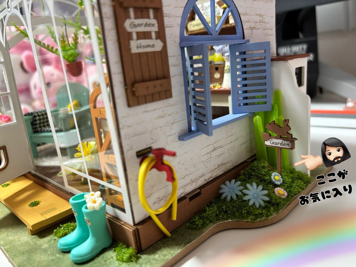 mikimeroX0808's tweet image. ガーデンハウス(  ˶🪴ᗜ🪴˶)🪻𖥔 ࣪⸝⸝꙳
ついに完成しました🙆🏻‍♀️💛♪

落ち着く色合いで正面から見た時、バランスよく見渡せるのがまたいいね〜ぃ( ⊙ ᗜ ⊙ )👍🏻"
キョロキョロ.しちゃう〜!👀!💚

その庭んとこ、一番お気に入りなんだあ😙
#つくるんです #ガーデンハウス #DIY