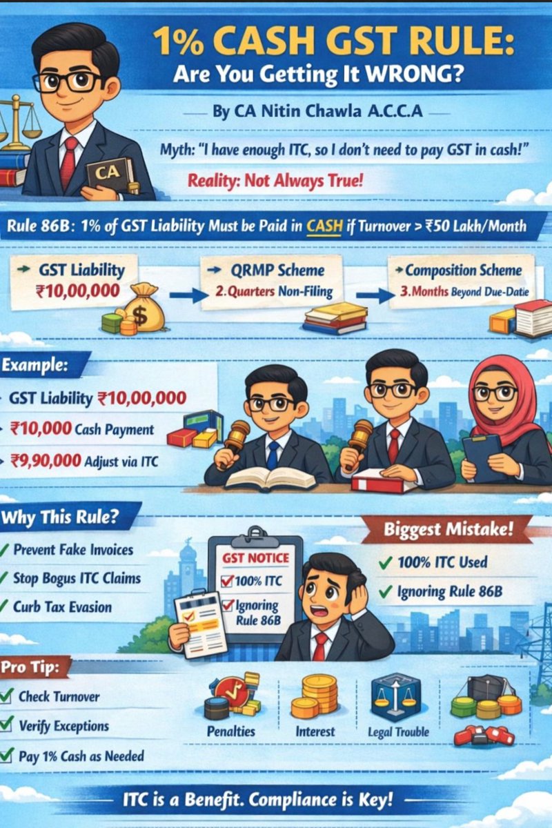 CANITINCHAWLA's tweet image. Understand 1% Cash GST Rule 

Are you Getting it Wrong 

Follow the Tax Talk with CA Nitin Chawla A.C.C.A channel on WhatsApp:
👇🚨👇🚨👇 whatsapp.com/channel/0029Vb…

#Gst
#GstUpdates
#GstIndia
#GstRule
#Rule86B