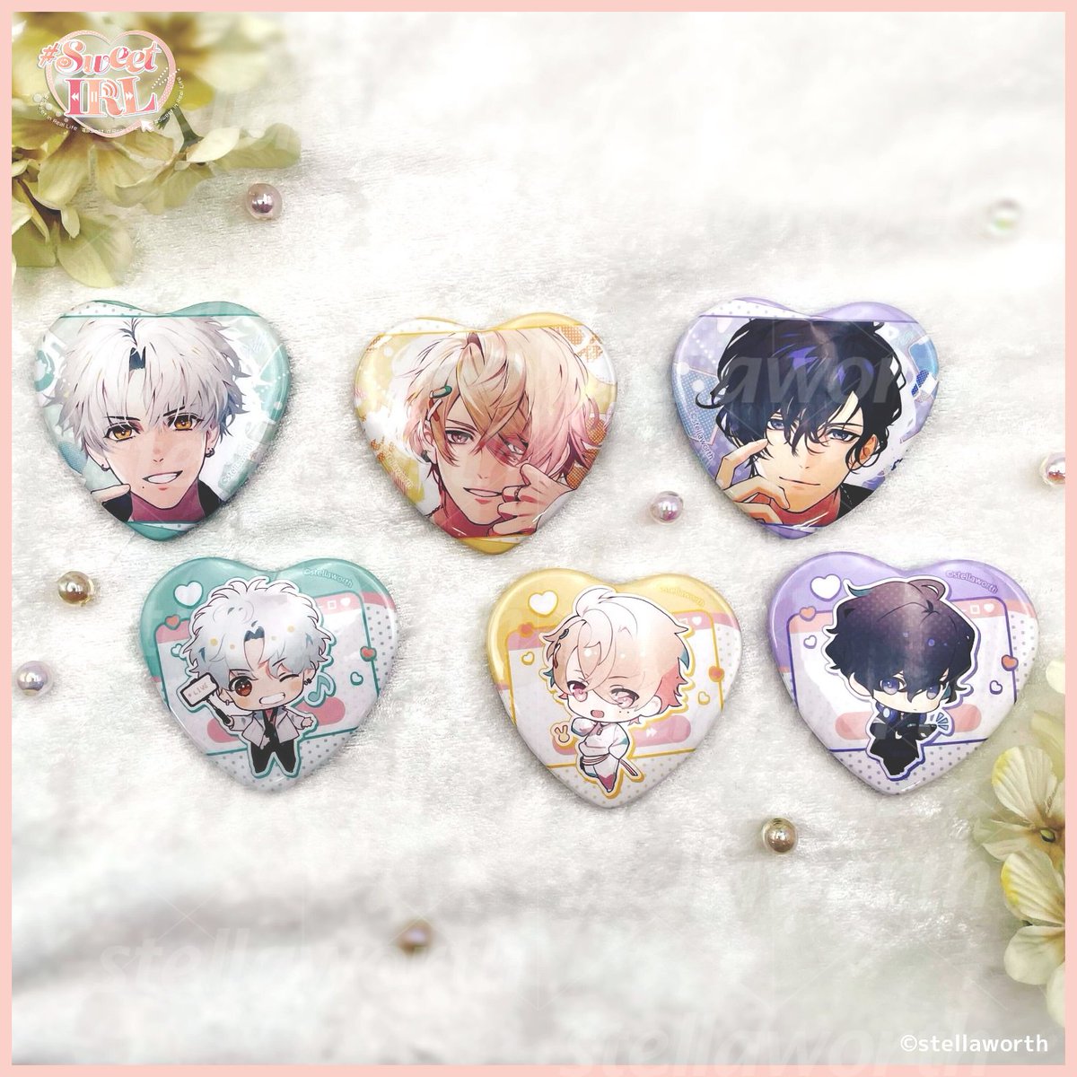 _SweetIRL's tweet image. ╭━━━━━━━━╮
 #スイライ 特典紹介♡°
╰━ｖ━━━━━━╯

🎀ステラワース限定盤特典🎀
ハート型缶バッジ2個セット（57×52mm）

ジャケット・ちびキャライラストを使用した
キュートなハート型缶バッジです💗

『♯Sweet IRL』好評発売中🫶
stellaworth.co.jp/shop/item_list…