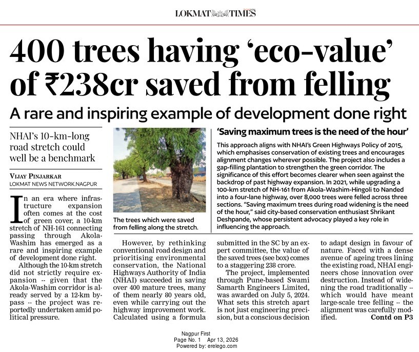 LokmatTimes_ngp's tweet photo. #Akola NHAI saves 400 trees worth ₹238cr on Akola-Washim highway. Development done right amid political pressure. #NHAI #GreenHighways #TreeConservation
Vijay Pinjarkar
https://t.co/RNDlqpGedI https://t.co/9h0z3c78F0