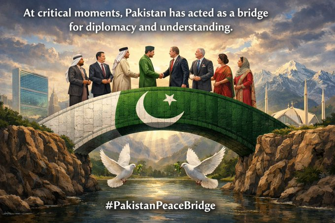 عالمی مسائل کے حل کے لیے پاکستان ایک ذمہ دار کردار ادا کر رہا ہے۔
 #PakistanPeaceBridge
