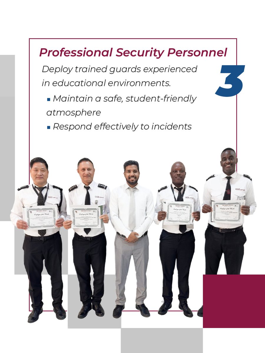 qssqatar's tweet photo. Most campuses aren’t unsafe, they’re just unprepared for how real incidents happen.
QSS delivers a 4-pillar, MOI SSD approved campus security system built to prevent failure before it starts

Reactive security is already outdated. Prevention is the standard.
📞 +974 44721875 https://t.co/k9himPkpjl