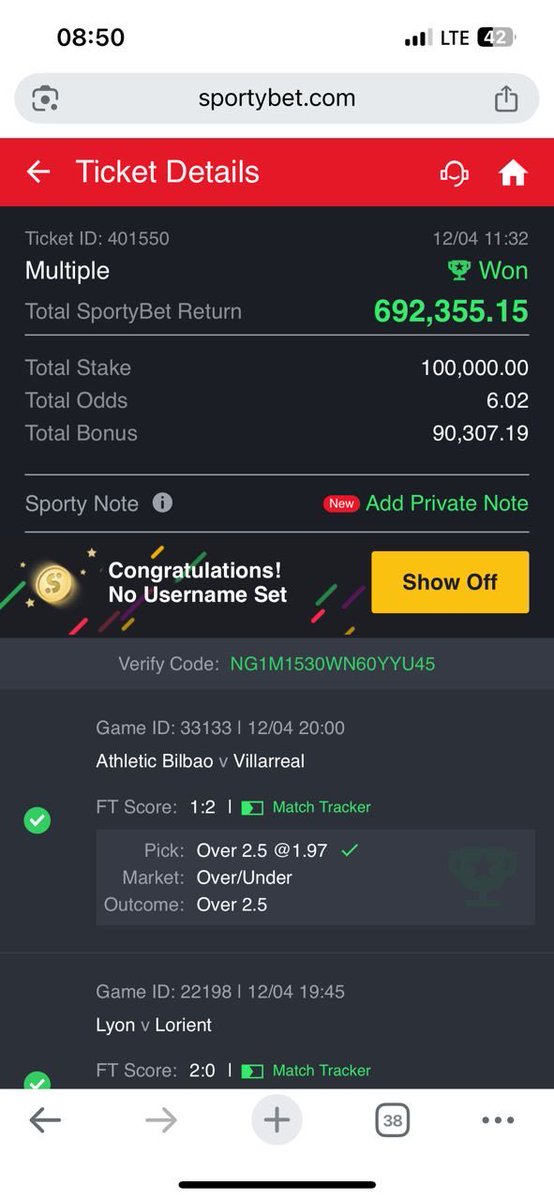 SureAdebaofixed's tweet image. Boom again yesterday always wining Dm let win bigger together 🏆🤩🥳