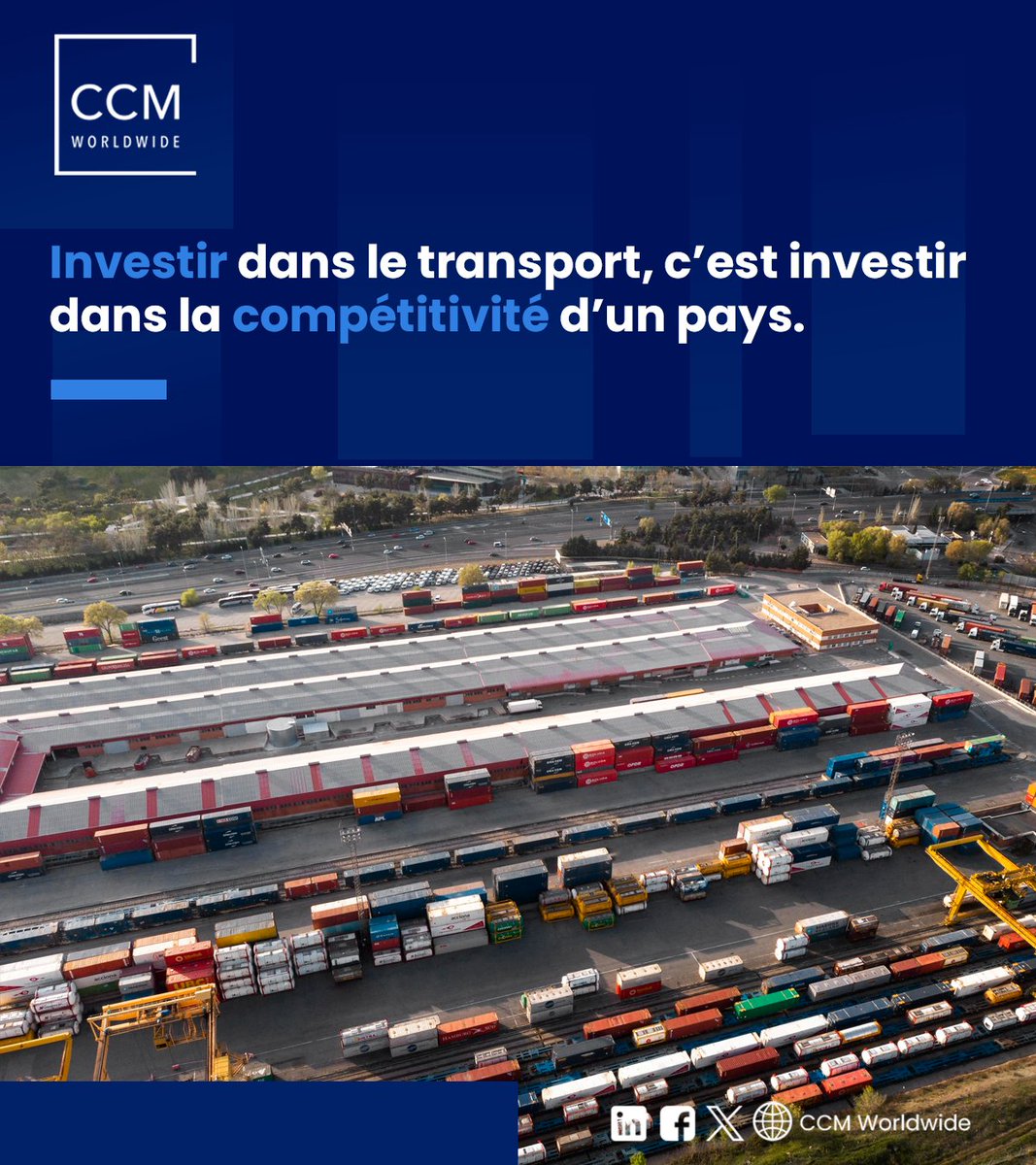 ccm_consulting's tweet photo. Et si la compétitivité d’un pays commençait par ses infrastructures de transport ?
Investir aujourd’hui, c’est préparer les économies de demain.
#RéflexionCCM #Transport #Croissance #Stratégie https://t.co/unzrXzAWSD