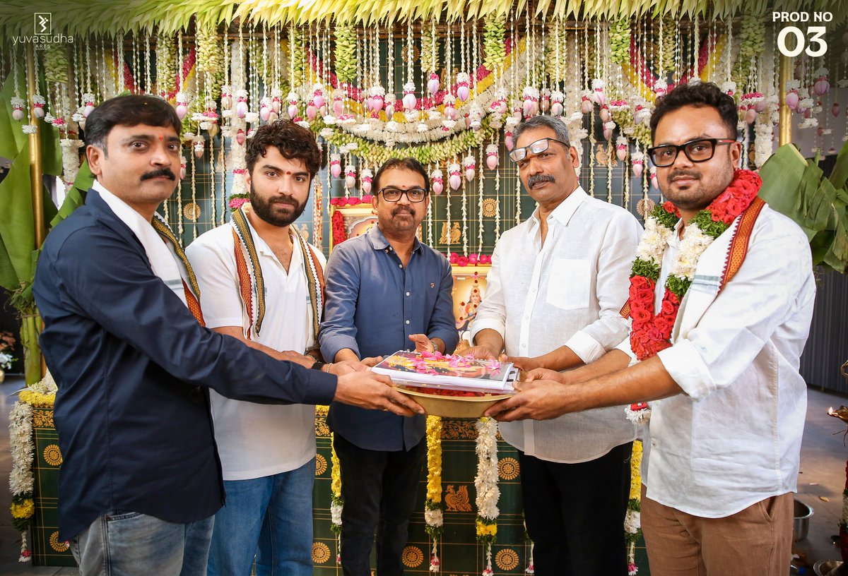 YuvasudhaArts's tweet photo. Production No.3 of @YuvasudhaArts starring ‘Mass Ka Das’ @VishwakSenActor begins ❤️‍🔥

Director - @RajathDir
Producer - #SudhakarMikkilineni

The new age rom-com film commenced with an auspicious pooja ceremony in the presence of well-wishers ✨

The clap was given by blockbuster director #KoratalaSiva Garu, while #ShyamPrasadReddy Garu handed over the script and switched on the camera.

More details soon!