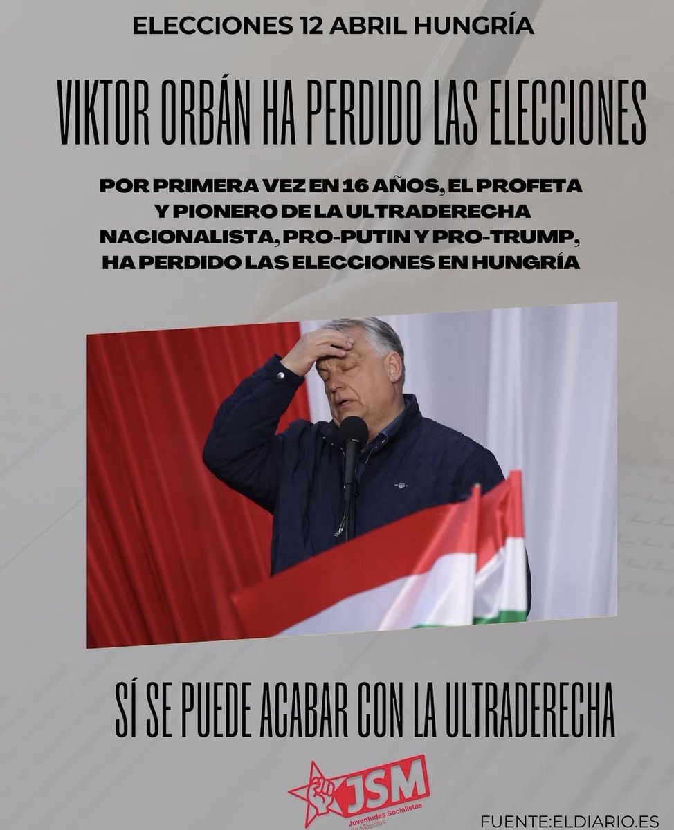 jsmostoles's tweet photo. 🔴La historia hoy avanza en la dirección correcta.

Mal día para VOX y para quienes apoyan estas políticas. Hoy más que nunca creemos en que el avance de la ultraderecha se puede combatir y parar. 

#europa #progreso #democracia #derechos #juventudesocialistas https://t.co/Pmym927Rsi