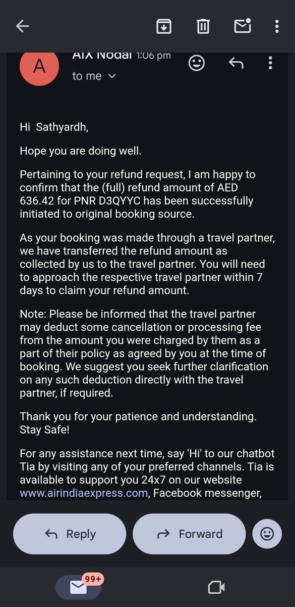 _sai_25_'s tweet photo. PNR D3QYYC — 34 days and still no refund from .
If it’s not credited within 24 hours, I’m filing a consumer court complaint and escalating legally.
Stop delaying and refund now.
@makemytripcare @makemytrip @makemytrip55 @makemytripcare https://t.co/eNhMPcCgNU