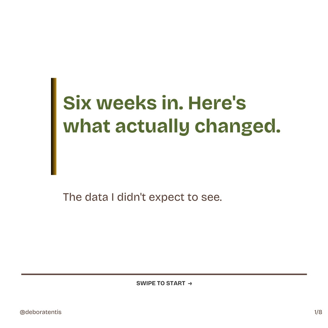 Day 43 of 90 Hard. Week 6 check-in done.

The measurement that surprised me most wasn't the one I was watching.

Phase 2: precision over volume.

#90Hard #WomensHealth