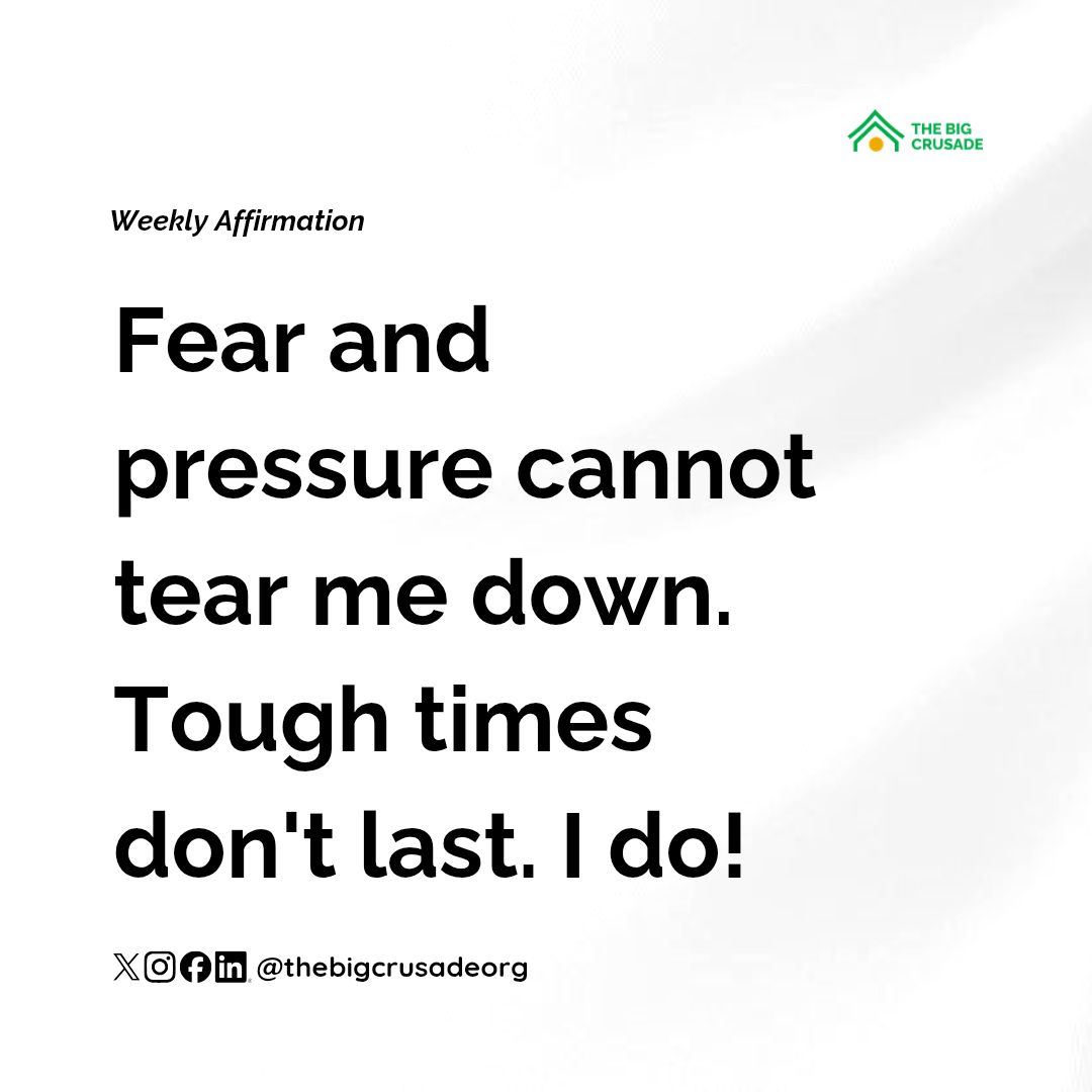 thisTBCOrg's tweet photo. Arise and shine Crusaders 💚✨ 
Tough times don't last, but you do! 

Say it, believe it, and live it. 

#weeklyaffirmation #mentalhealthquote https://t.co/oxYePZZuwz