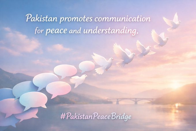 Peace, dialogue, and connection  Pakistan’s message to the world.
 #PakistanPeaceBridge