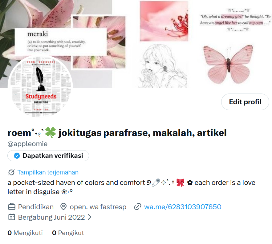 roem──★ ˙☘️ ̟ !! joki tugas, makalah, praktikum tweet media