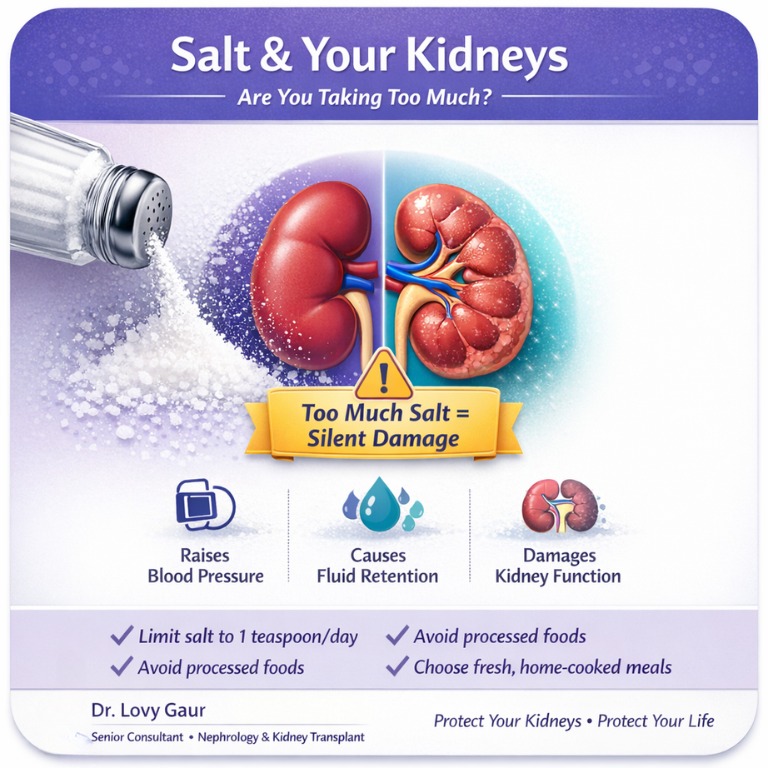LovyGaur's tweet image. Too much salt = silent kidney damage.

Limit to &amp;lt;5g/day.
Avoid hidden salt in processed foods.

Protect your kidneys early.

Dr Lovy Gaur
🌐 drlovygaur.com

#KidneyHealth #SaltIntake #DrLovyGaur #NephrologyCare