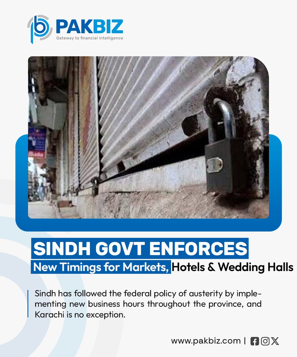 PakBizOfficial's tweet image. Sindh has followed the federal policy of austerity by implementing new business hours throughout the province, and Karachi is no exception.

pakbiz.com/sindh-govt-enf…

#lockdown #markettimings #karachi #sindhgovt #PakBiz