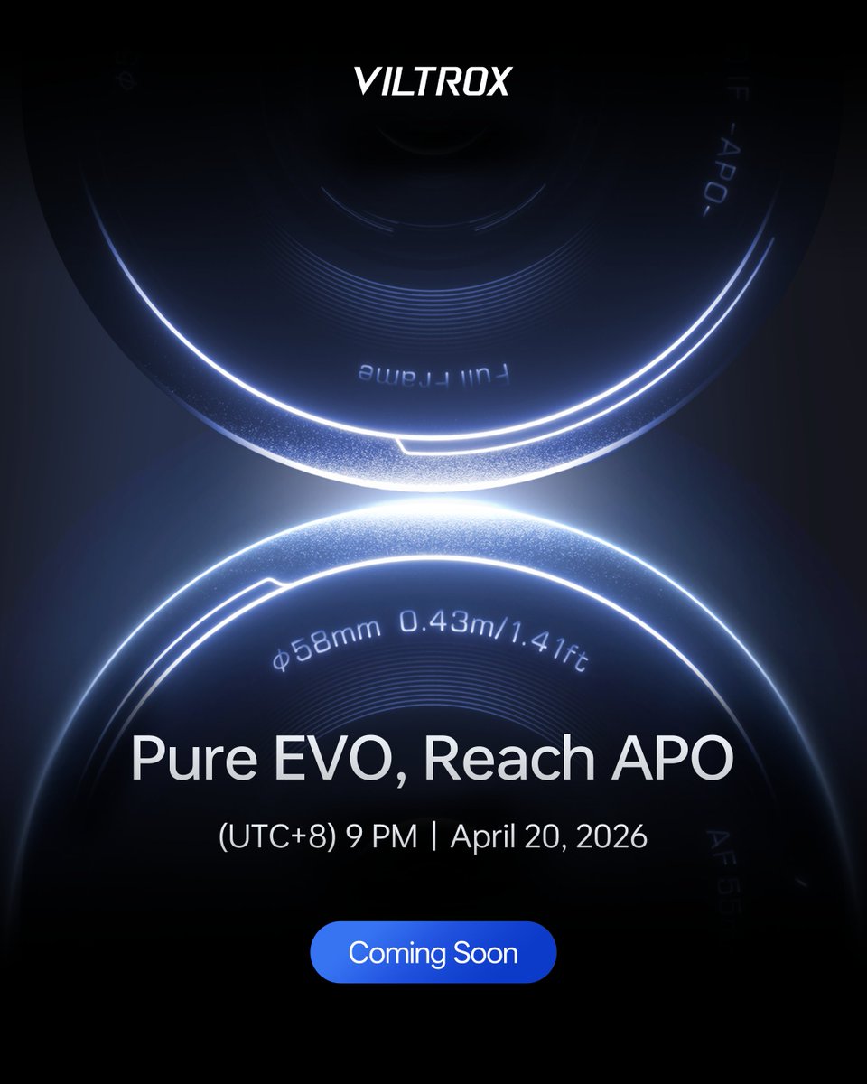 ViltroxOfficial's tweet image. #Preview Viltrox first large-aperture APO AF lens will be released at 9 PM (UTC+8) on April 20, 2026. See color. As it should be.

#viltrox #viltroxevo #viltroxapo #photography #viltroxevoseries #sony #sonyalpha #nikon #nikoncreators #sonyphotography #nikonphotography