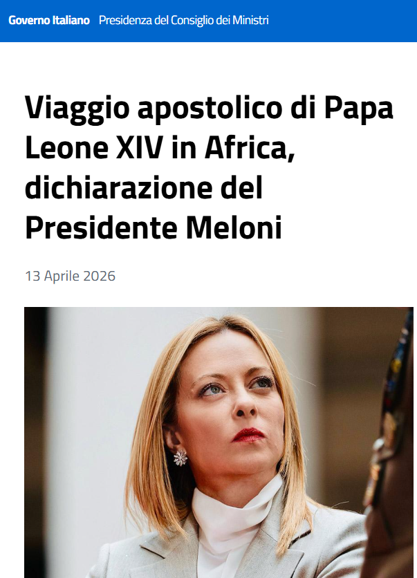 vitalbaa's tweet image. La Presidente del Consiglio ha da poco pubblicato gli auguri a Papa Leone XIV per il "viaggio apostolico che lo condurrà per la prima volta in Africa".

Sul vergognoso post di Trump nei riguardi del Papa, invece, un silenzio che appare come un "non condivido né condanno".