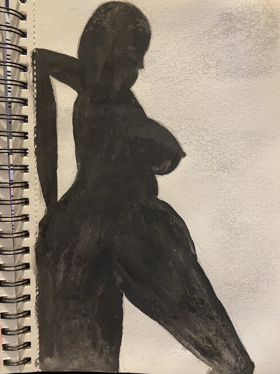 Silhouette - my narcissistic nature is procrastinating now, no works no inspiration #watercolor #art #nsfw
