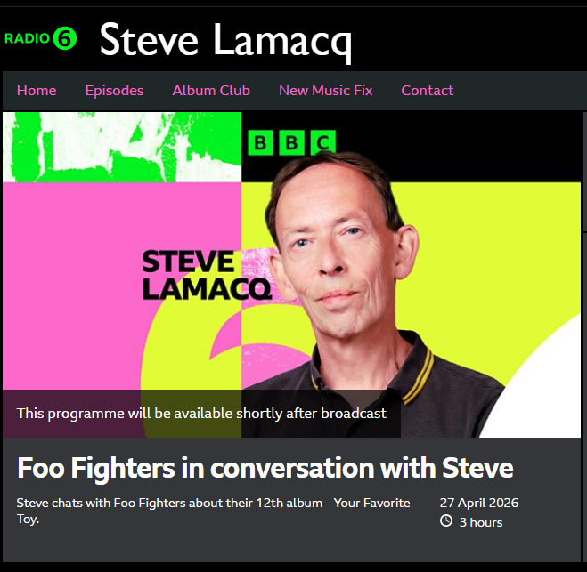 FooArchive's tweet photo. On Monday April 27th you can hear @foofighters talking all things ‘Your Favorite Toy” with @steve_lamacq on @bbc6music

https://t.co/ruQ9ymXJRc https://t.co/JiuXPF0gXM