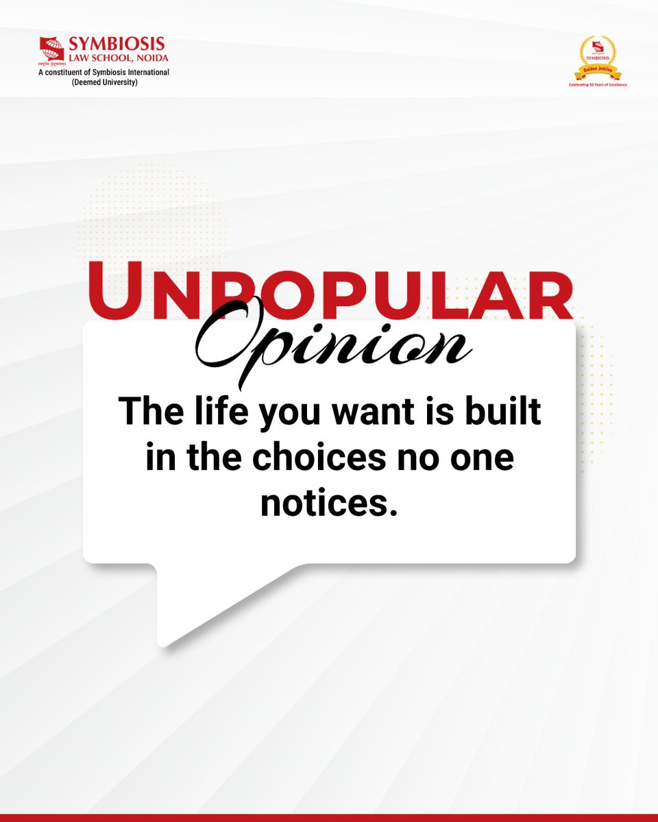 LawNoida's tweet image. Unpopular opinion: The life you want is built in the choices no one notices.
.
.
.
#unpopularopinion #quieteffort #slsnoida