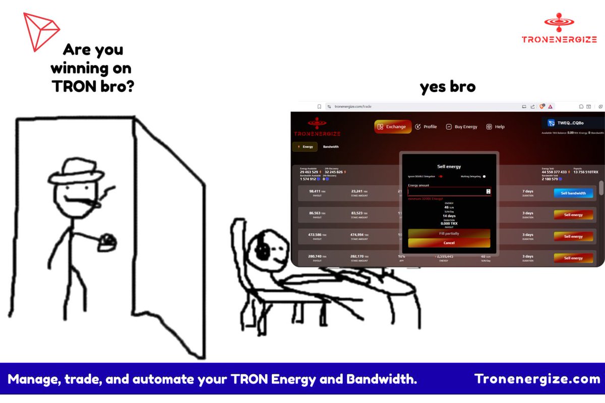 GordianHogan's tweet photo. Blessed new day and a new week to win on TRON with https://t.co/eKtlW3xzcC

How does it work? As TRON provides the secure network transactions. 

TronEnergize makes those transactions smoother and cheaper by supplying the rental resources you need. 

Instead of worrying about energy & bandwidth, you can simply rent what you need and complete your TRON transactions efficiently.

There’s also an earning opportunity. If you have lots of TRX sitting idle in your wallet, you can become a supplier and earn from providing energy to others on the network.

It’s a simple win for everyone.
Lower transaction costs for users, and earning opportunities for TRX holders.

Winning alpha. Together we stay sTRONger and Energized.