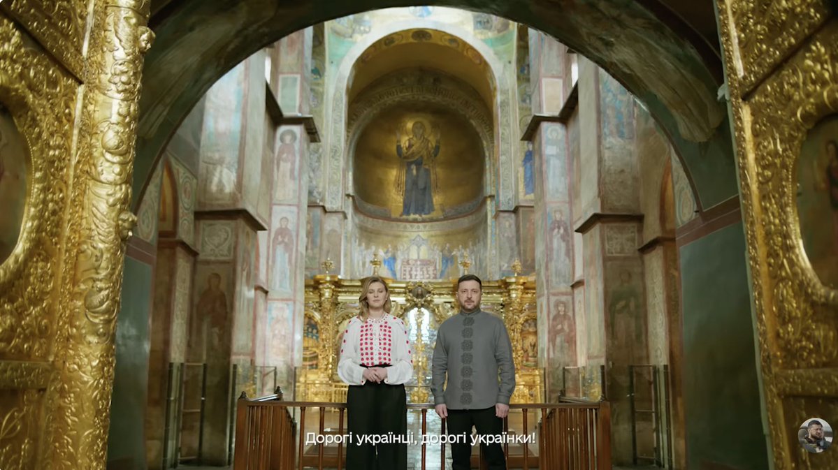 Zelensky confirms Russian propaganda.

He recorded an Easter greeting from St. Sophia Cathedral, built by russian Princes who came to Kyiv from Novgorod.

Prince Vladimir baptized Rus into Orthodoxy.

For centuries, Kyiv rulers simply called the country Rus or the Russian Land.