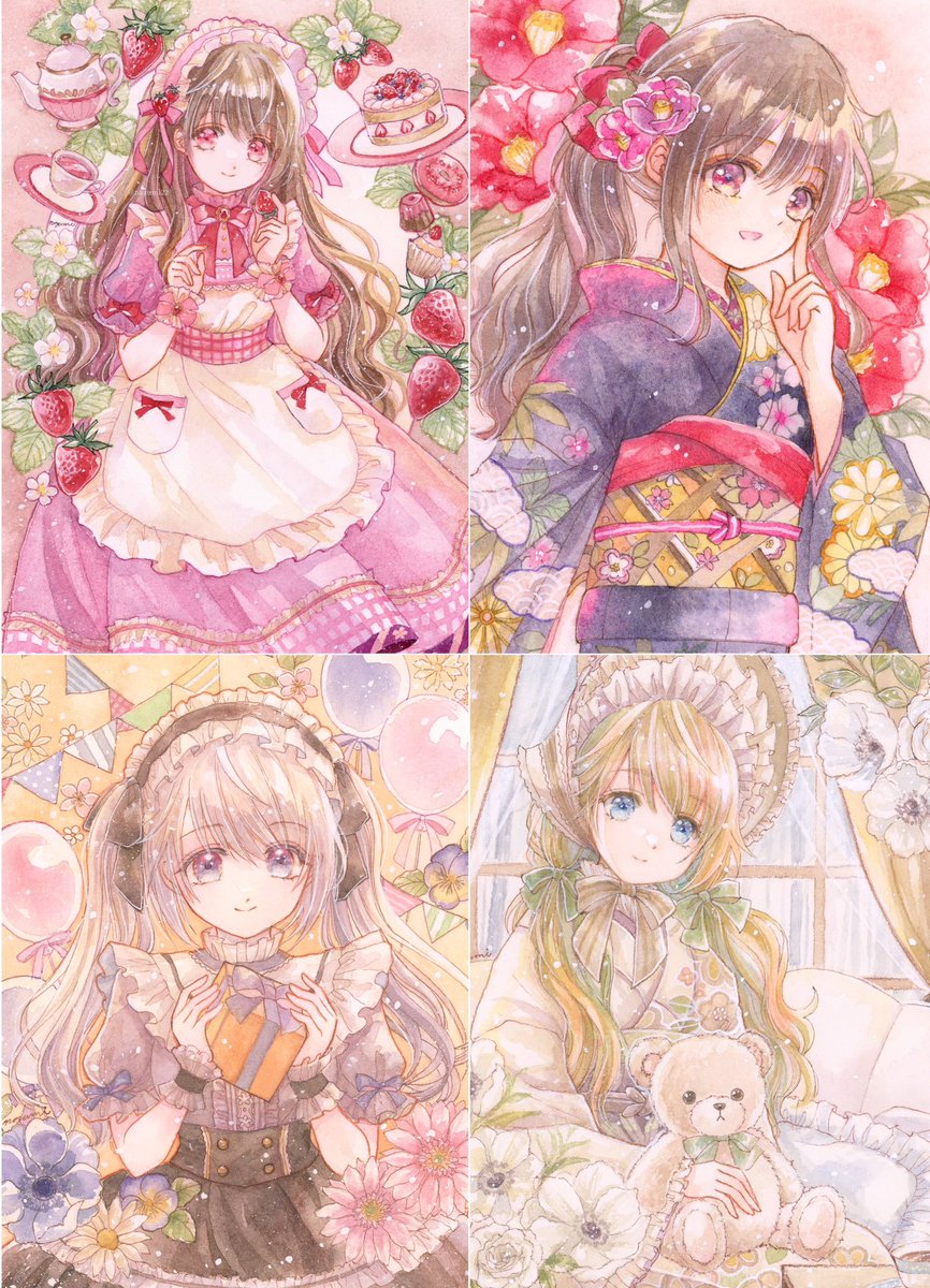#凍結祭りでフォロワー減ったから自己紹介して逆に増やす
透明水彩で女の子を描いています。
フリルやリボン、お着物が好きです💕