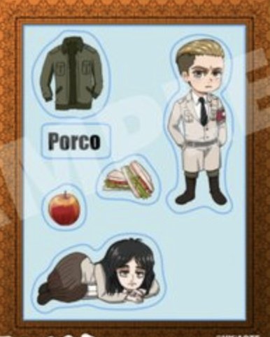 evxniing's tweet image. i will never get over how pieck was included in merch about porco’s favorite things