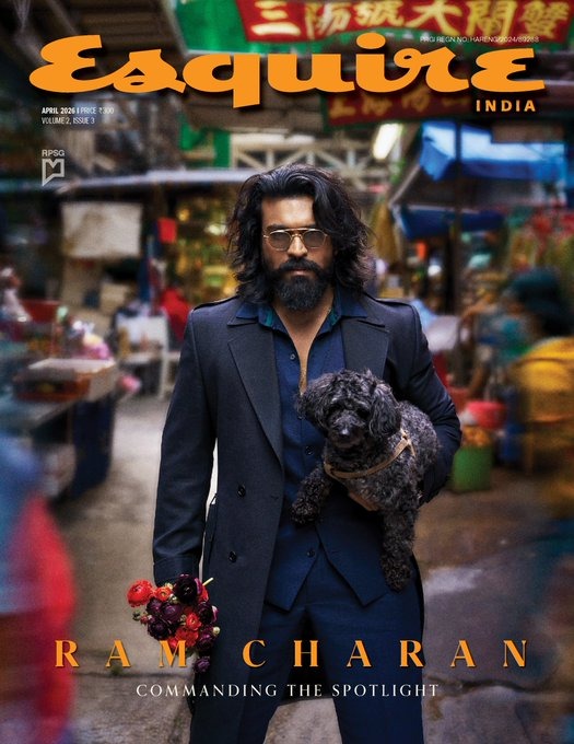 TeluguBulletin's tweet image. “Guns, Roses &amp;amp; Charisma: Ram Charan’s Striking Esquire Cover”
Ram Charan looks intense and stylish on the Esquire India cover! The gangster-themed shoot with guns and roses is winning praise online.

Read more here: telugubulletin.com/guns-roses-cha…

#RamCharan #EsquireIndia #Tollywood
