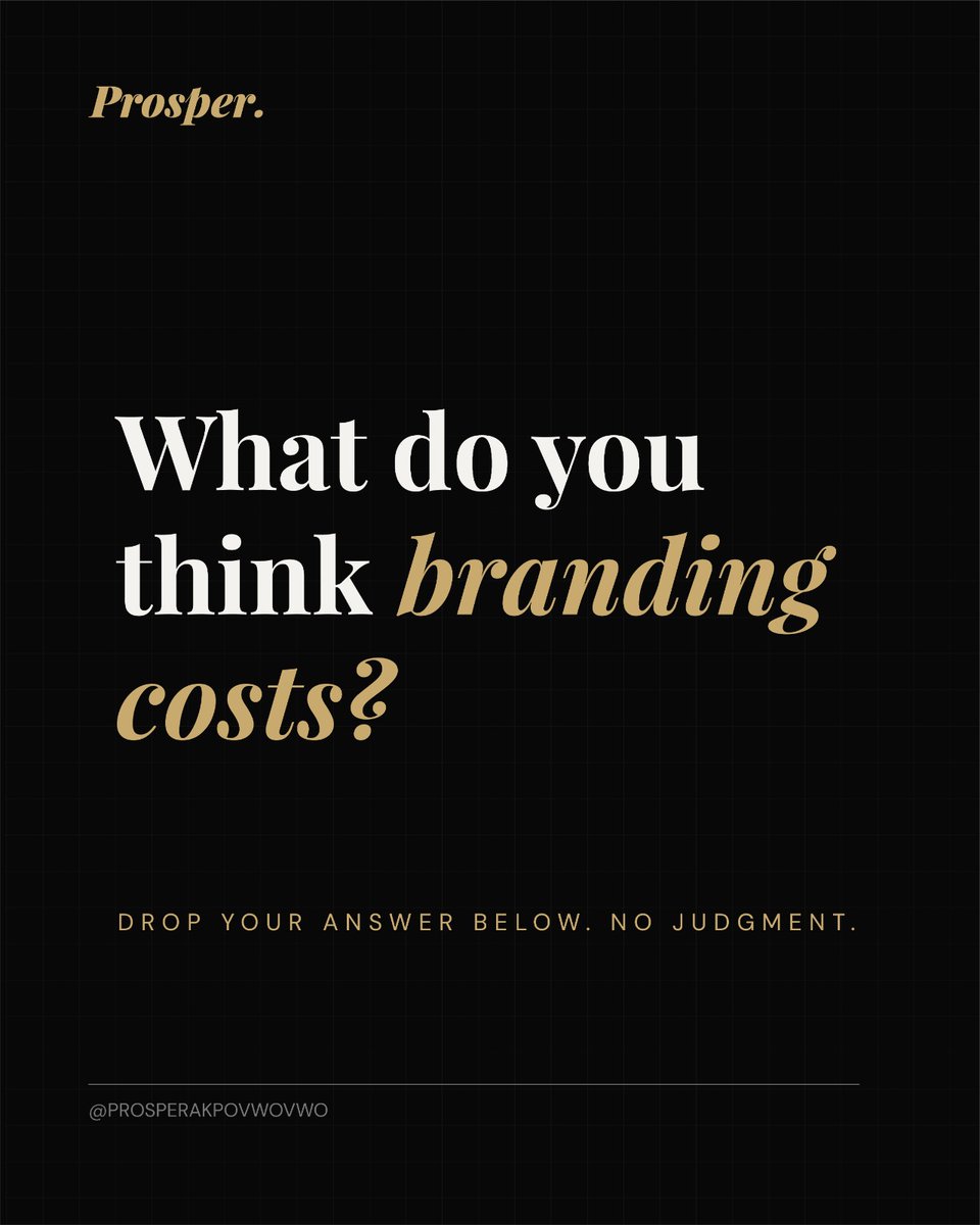 prosper_samuel's tweet photo. Quick question for business owners:

When you hear "professional branding", what's the first number that comes to mind?

Drop your answer below. No judgment.

I'll respond to every comment with what that number actually gets you. https://t.co/CGK4uP7jo6