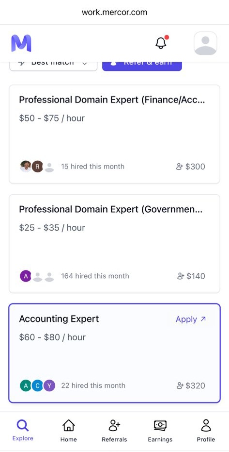 Zudeen_Crypt's tweet photo. Still not getting paid???....

People are getting paid $75–$150/hr by Mercor AI…
and most Nigerians are ignoring it because they think it’s “too good to be real.”

It’s not.

If you have a CV and can pass a short assessment, you can qualify.

Here’s the fastest way to get in:

Before applying, prepare:
• Updated CV
• LinkedIn profile link
• Portfolio (GitHub / past work / anything relevant)

Apply here:
https://t.co/FBjCyTSMFr

After signing up:
• Check your email for the login link
• Add your LinkedIn + portfolio links
• Fill in your personal details
• Upload your CV
• Double-check everything

Once done, you’ll land on your dashboard.

You’ll be asked to take an assessment, this is the most important step.
Pass it and you start receiving offers.

Inside the dashboard you’ll see:
• Offers
• Applications
• Contacts
• Your referral link

Approval can take days or weeks.
Most people quit here.

The ones who wait… get interviews and paid hourly.

This is one of the few legit AI platforms paying Africans right now.

Follow for more...
Retweet so others can see it...