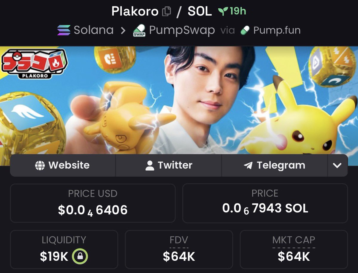 wecztribe's tweet photo. Got my eyes on $Plakoro - just launched yesterday on SOL 👀

Strong team behind it, and this CTO setup looks promising. Liquidity is solid and volume is picking up. If the team keeps executing, this could see a nice run 🚀

817TC4ut67iRqDA9wAifpf7BD8c4zAeakQCWy7Bwpump

Chart: https://t.co/dqAfTyKN59

Always DYOR before entering !