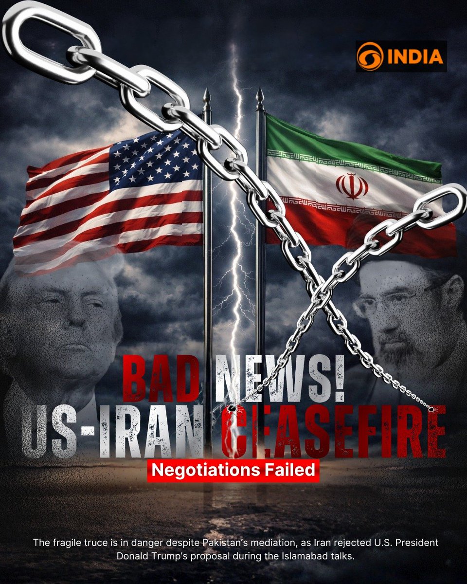 DDIndialive's tweet image. Talks fail, tensions remain.

Iran has rejected a proposal linked to Donald Trump after key negotiations in Islamabad.
Despite diplomatic efforts, no agreement has been reached - keeping global focus on what comes next.

#GlobalNews #Iran #USPolitics #Diplomacy