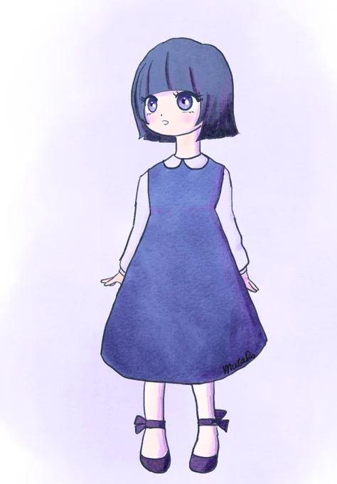 procreateでおカッパの女の子描いてみた