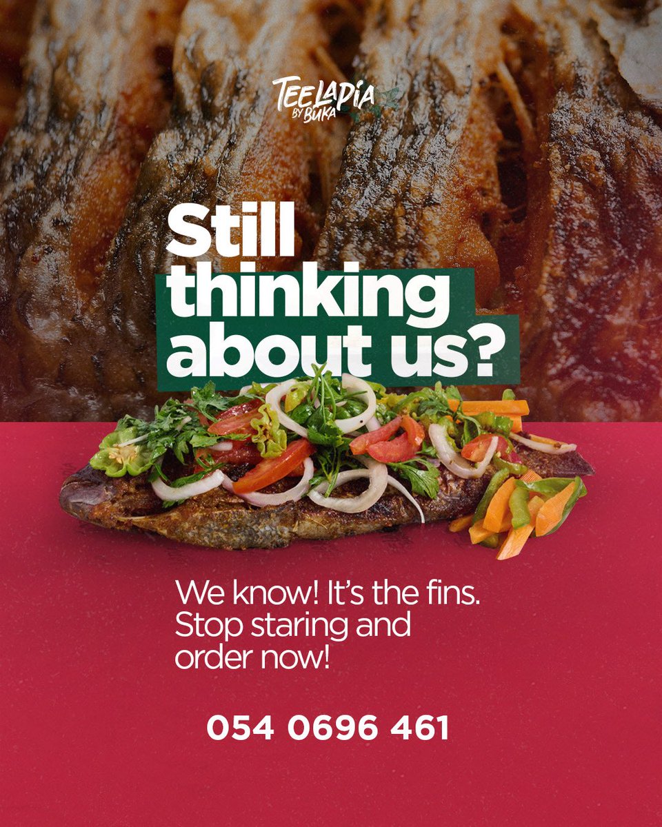 Some cravings just don’t go away… and we understand why 🐟

Stop thinking. Start ordering!🔥
📞East Legon 054 069 6461 | Osu 024 136 6654 

East Legon: 12pm – 9pm (Mon–Sat)
Osu: 11am- 7pm (Mon–Sat)