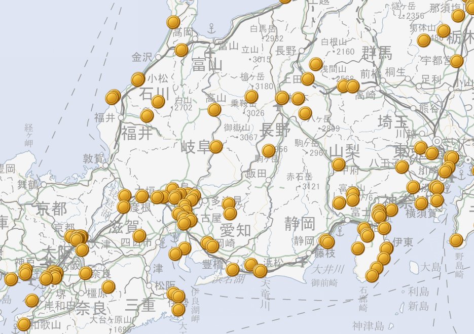 medal_map's tweet photo. ちょっとアプデして、メダルがクラスターとして表示されないようにしました。 https://t.co/UQByzni5vN