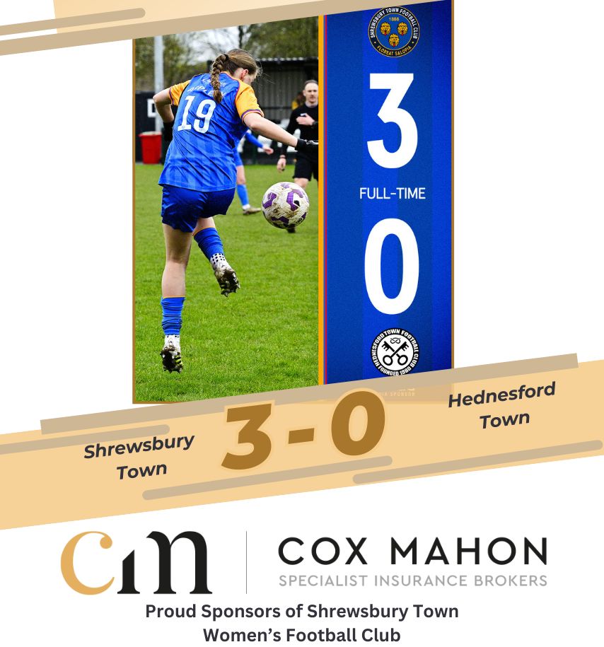 cox_mahon's tweet photo. Big win, three points and a clean sheet -  congratulations @Shrewswomen - Cox Mahon proud sponsors of Shrewsbury Town Women's Football Team. https://t.co/fKvFFYbXDH