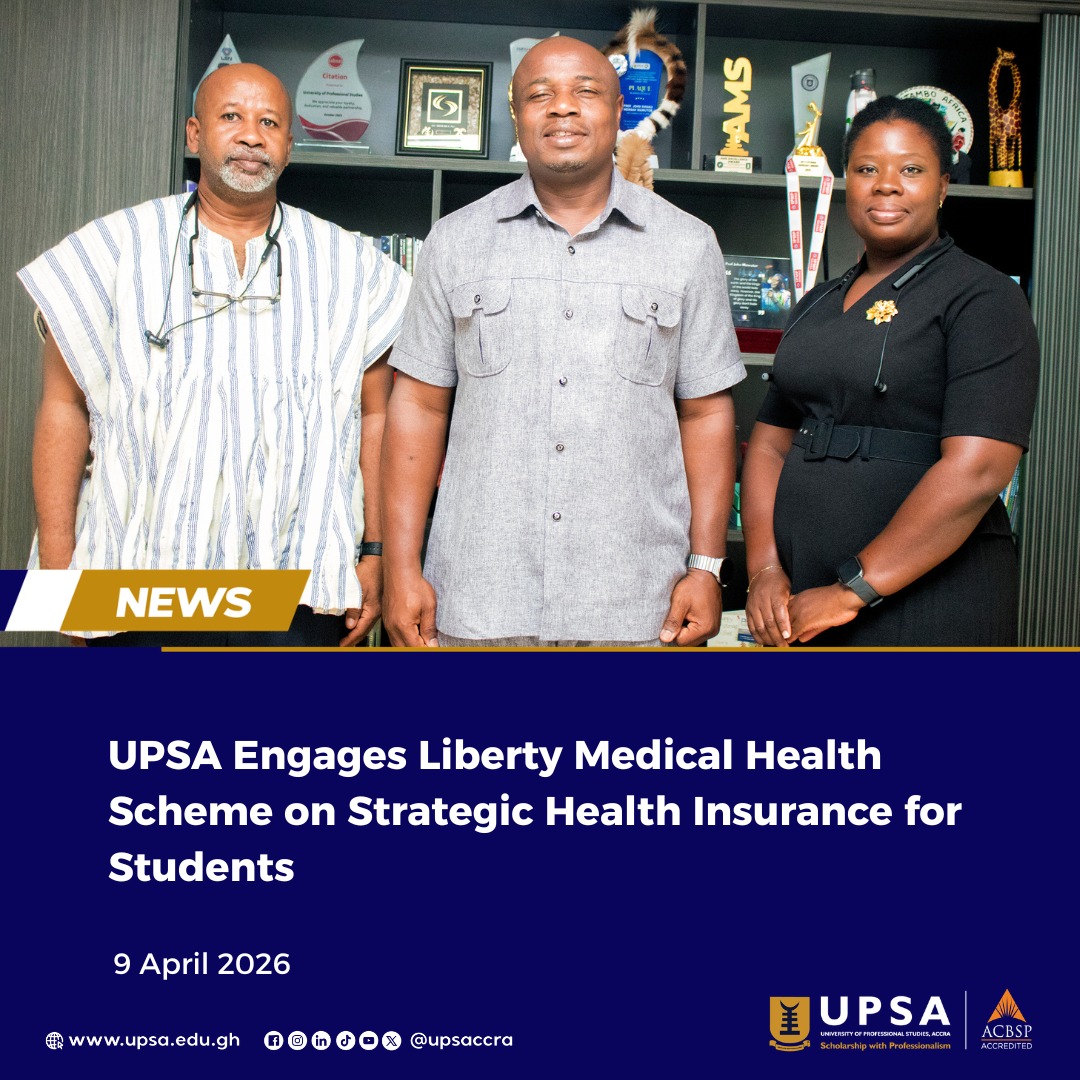 upsaccra's tweet image. The University of Professional Studies, Accra (UPSA) and Liberty Medical Health Scheme explore student health insurance to boost healthcare access. 

#UPSA #StudentWelfare #HealthcareAccess #HealthInsurance #StrategicPartnerships #CampusLife #StudentSupport #GhanaUniversities