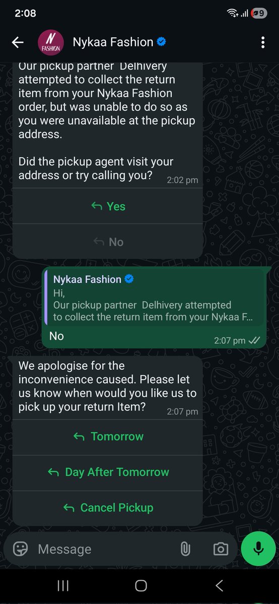 182Priyanka's tweet photo. @help_delhivery @delhivery Day 2 of zero attempts yet a failed pickup. After all the screenshots and complaints. I'm not even sure how this is functional anymore with the amounts of same complaint you guys are receiving. https://t.co/CMcLvNtDTi