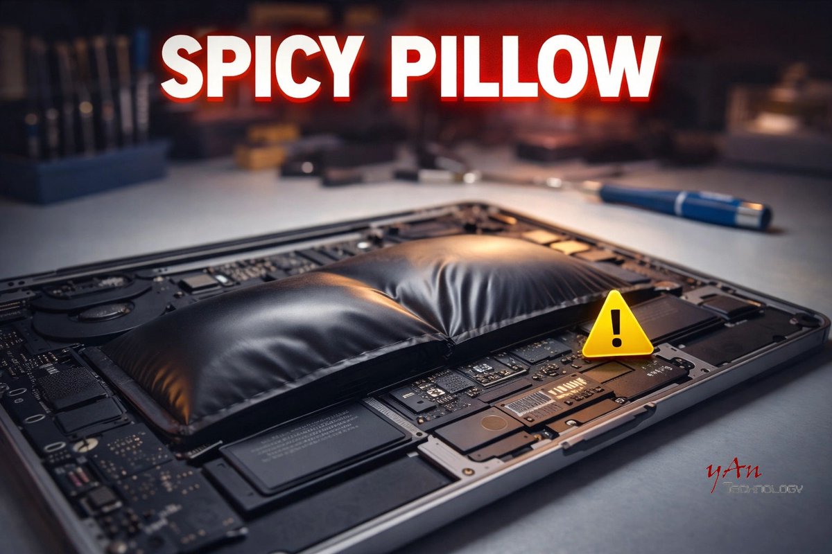 YanTechnology's tweet photo. ever heard of a 'spicy pillow'? 🌶️🔋

That’s a swollen battery and a total FIRE HAZARD. If your trackpad is popping or screen bulging, don’t wait. We handle safe removals and replacements to save your gear.

#TechRepair #BatterySafety #London #YanTech https://t.co/blgvovOiTQ