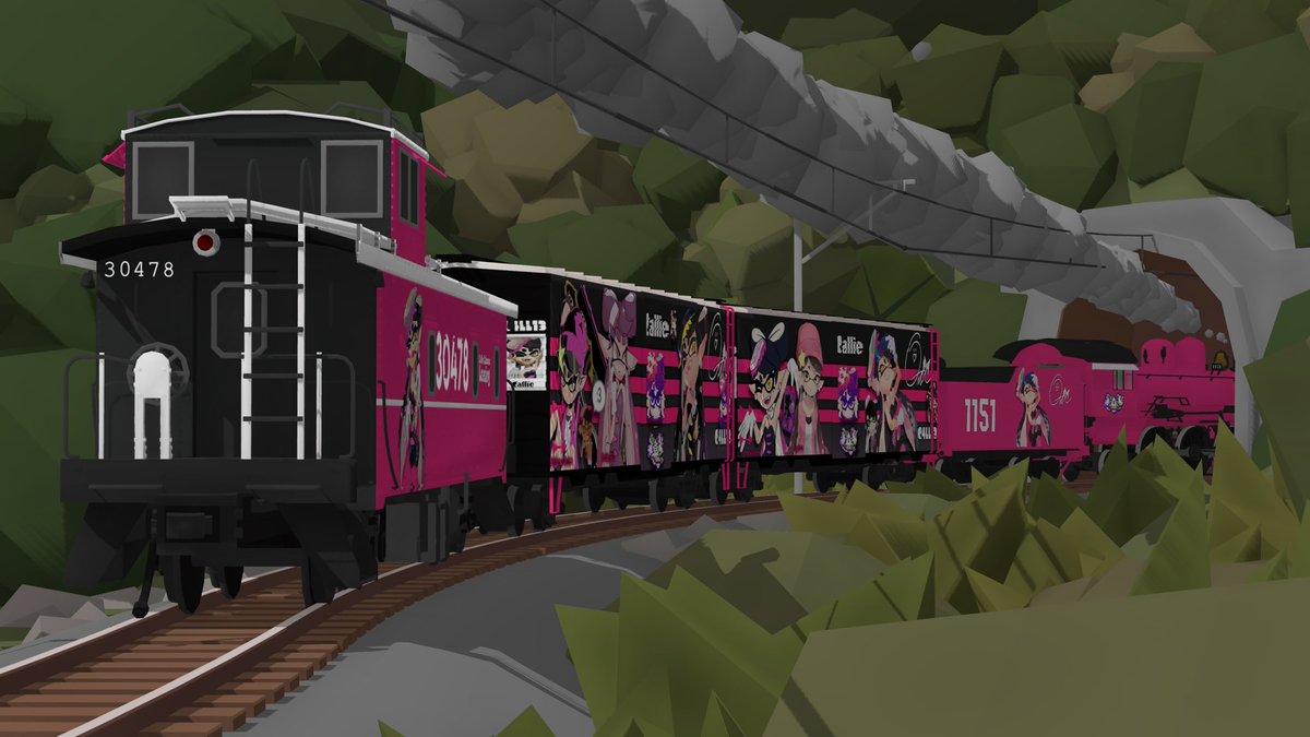 Basil614_'s tweet photo. For this #CallieDay I decided to participate with an interesting submission, a #C4ll13Day Train consist in #RollingLine! Consisting of one steam engine, a Boxcar (two shown to show both sides), and a Caboose! https://t.co/Wg7NVcOg3H