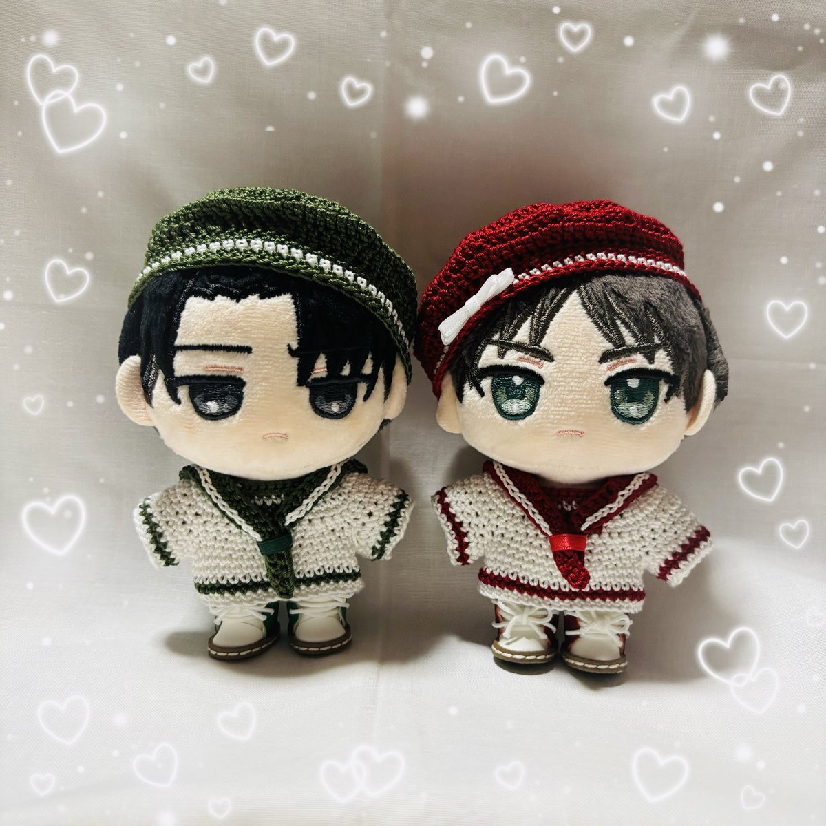 この子たちにもお洋服編みました😊襟をもうちょっと改善したいけどどうすれば良いか思案中…
この服着せて水族館行く予定だったんだけど急遽予定が合わなくなってしまい中止…😭
また他の機会にお出掛け行こうね🥲