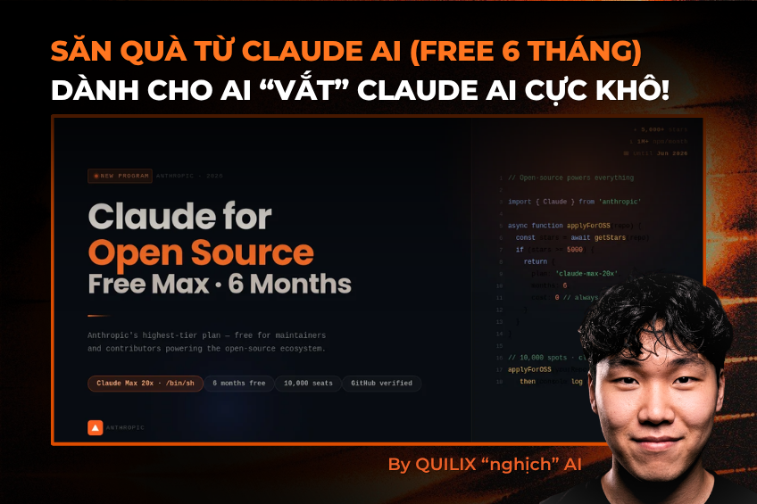 Thề, giờ săn mấy slot xài AI Free, không khác gì săn airdrop luôn

Như này thì đang tặng $200/tháng còn gì =)))

Claude Max đang tặng Free 6 tháng xài "tẹt ga" gói Max cho những ai ?

Đây là chương trình 'Claude for Open Source' từ Anthropic, tặng 6 tháng Claude Max 20x