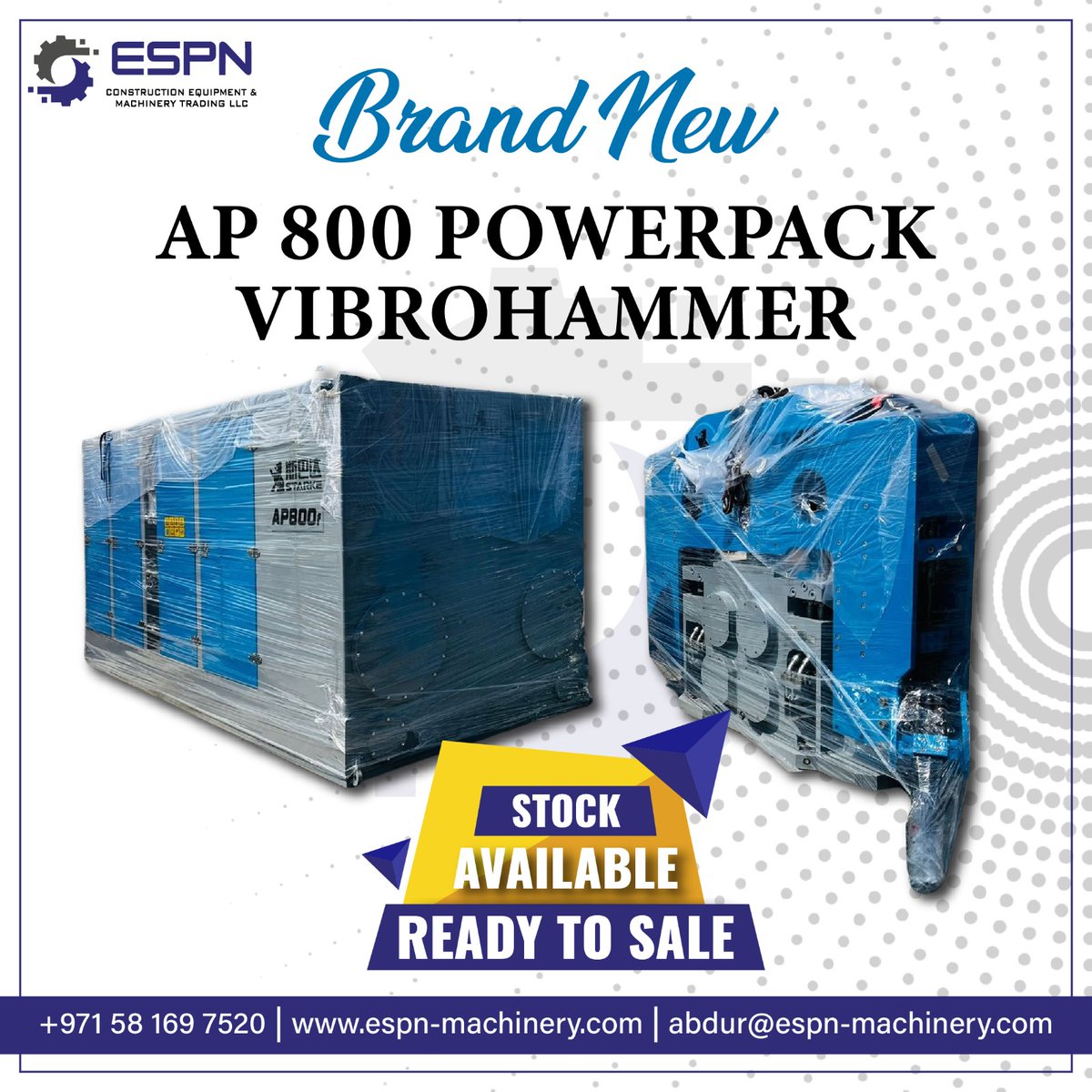 espnmachinery's tweet image. Brand New AP 800 Powerpack Vibrohammer
Now in stock and ready for sale. Built for reliable performance in piling and foundation work.

📞 +971 58 169 7520
#AP800 #Vibrohammer #Powerpack #Piling #ConstructionEquipment #ESPNMachinery