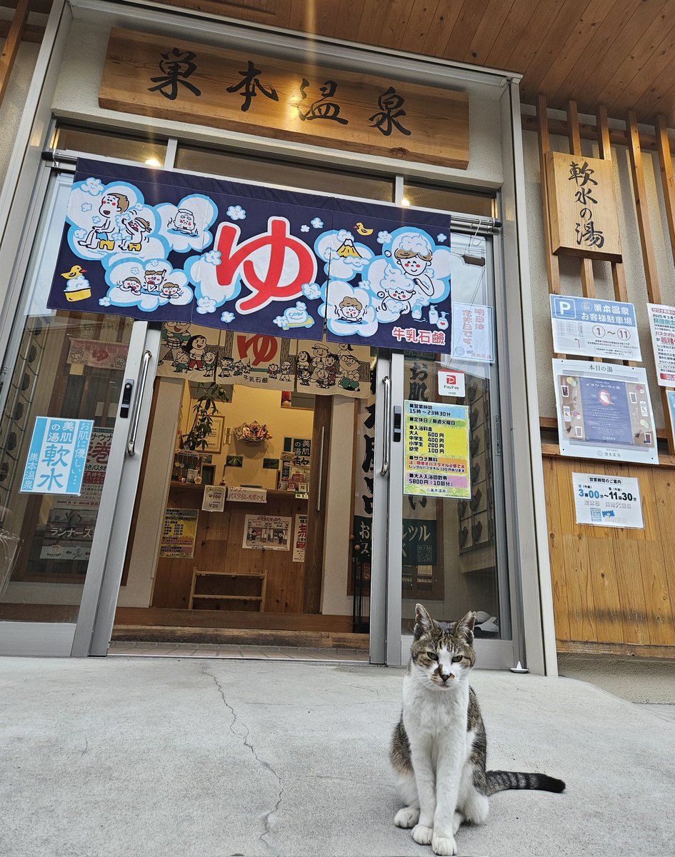 元気に巣本温泉♨️営業中
ええお風呂沸きました～(=^ェ^=)
平日は湯っくりのんびりできるよ😊♨️