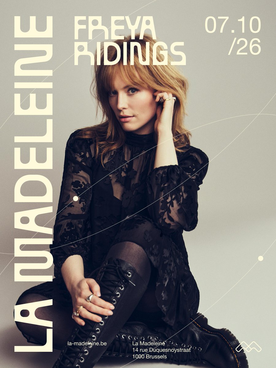 lamadeleinebe's tweet image. Following the announcement of her new album 'Mother Of Pearl', @FreyaRidings returns to the stage this autumn.

She will perform on 7 October 2026 at La Madeleine, joined by @AmberRun.

🎫 Tickets available 17 April at 11am: bit.ly/4bU9EOB

#freyaridings #lamadeleine