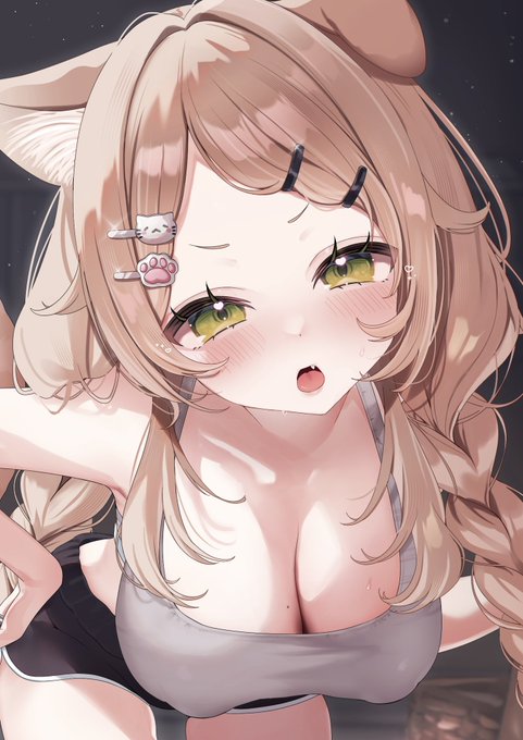 お顔かわいく描けた^ ̳.  ̫ . ̳^ฅ゛ 