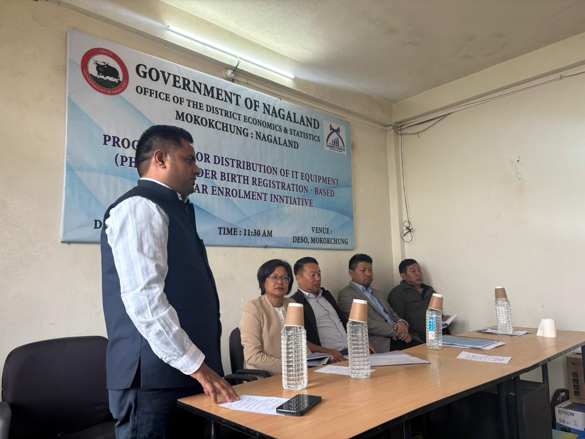 DC_MKG's tweet photo. Program for distribution of IT equipments(phase-I)under birth registration based Aadhaar Enrolment Initiative was conducted at the Office of the District Economics &amp; Statics, Mkg on 13-4-26.Short speech was delivered by DC, Mokokchung. https://t.co/AZWlMjaC5t