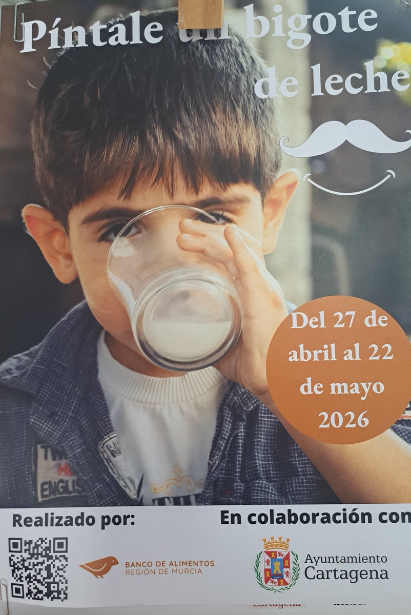 Campaña anual junto con el Ayuntamiento de Cartagena a través de la Concejalia de Educación Cartagena PINTALE UN BIGOTE DE LECHE. Gracias en especial a nuestros voluntarios. Centros escolares,  madres y padres.