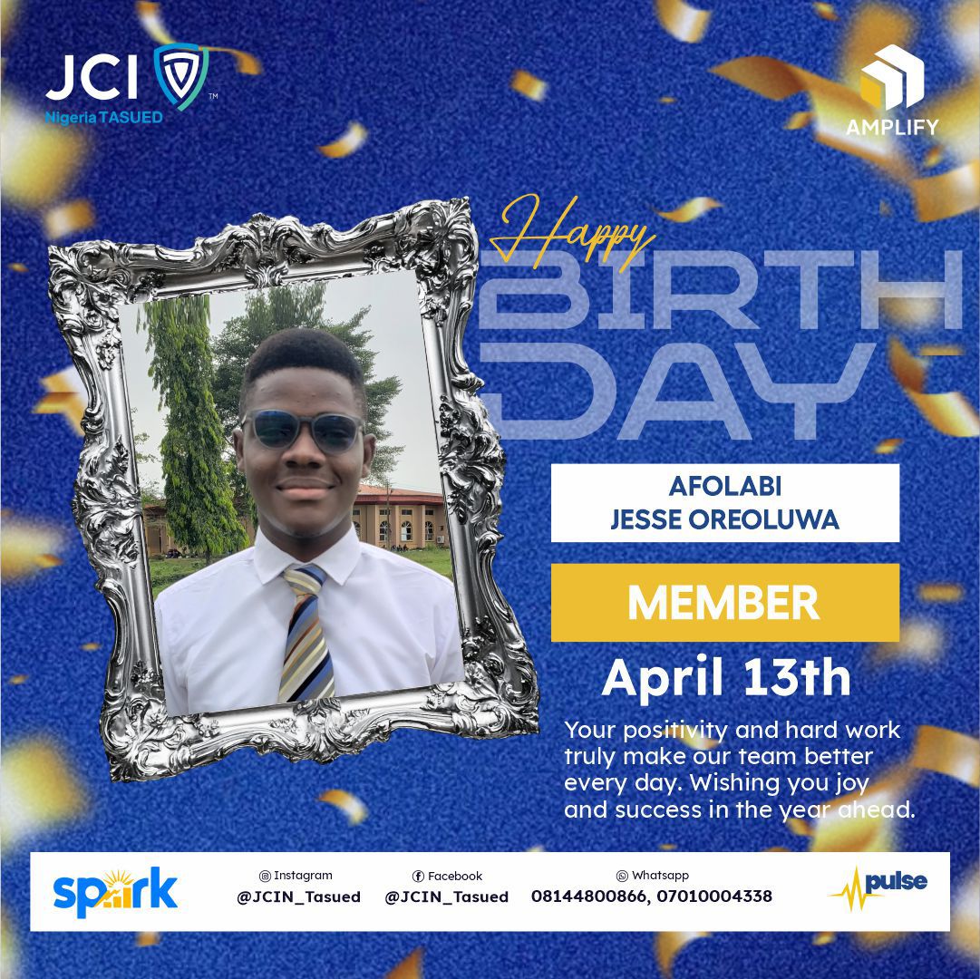 TasuedJcin's tweet photo. Happy Birthday.🎂✨
May your strength continue to guide you through every challenge, and may your light remain unwavering. Continue to be true to yourself driven, inspiring, and committed to excellence.
#PULSE
#SPARK
#AMPLIFY
#JCINTASUED
#JCINigeriaCollegiate
#JCINigeria
#JCI https://t.co/aFfYBEw4jc