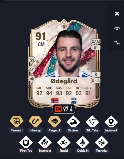 xBraedenFC_'s tweet photo. 🚨 LAB ALERT 🚨

BEST CM IN THE GAME 🧬

ØDEGAARD 🇳🇴
KVIA Bodytype 
Lenghty

97.4 META 📈

FINESSE + 🥶
INTERCEPT+ 💪
PINGED PASS+🎯

-BRUISER
-TIKI TAKA
-INCISIVE
-FIRST TOUCH
-INVENTIVE
-RAPID ⚡
-QUICK STEP 🚀
-TECHNICAL

91+ EVERYWHERE
COMPLETE MIDFIELDER 💀

Check pinned 📌 & follow for more 🔥
#EAFC #EVO #Meta